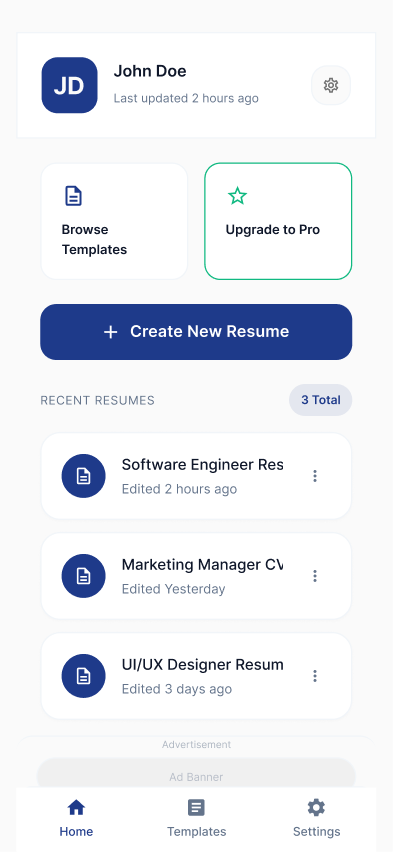 Resume Builder Pro app screenshot